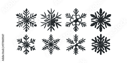 Set of Grunge Snowflake Graphics