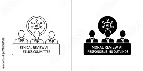 Ethical review ai black glyph icon moral review
