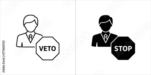 Veto icon, a symbol of prohibition and rejection