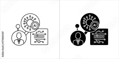 Ai driven research black glyph icon for app