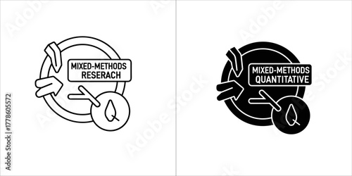 Mixed method research icon for graphic design