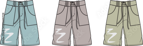 Vector Illustration Casual Shorts Fashion Design with Pattern for Summer Style
