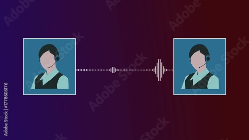 Animated Women Voice Caller Wave Icon Animation for Mobile App UI, Customer Support Hotline, Female Assistant Notification Alert, Modern Communication Design, Call Center Service Interface