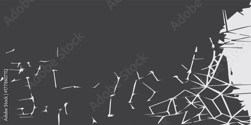 Abstract Shattered Glass Effect with Angular White Lines on Dark Gray Background.