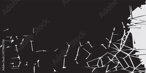 Abstract Black and White Shattered Glass Design with Sharp Fragments.
