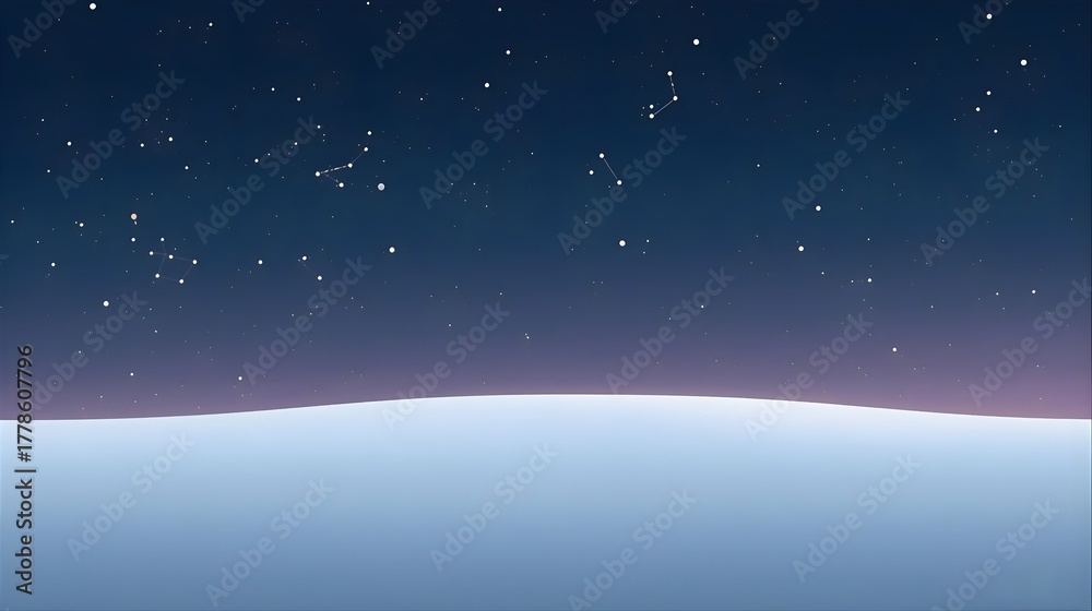 Naklejka premium 抽象的な星座が瞬く広大な雪原の背景