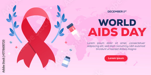 world aids day horizontal banner illustration in gradient style