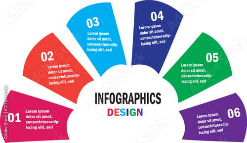 6 Step Colorful Infographic Template for Business Workflow and Data Presentation