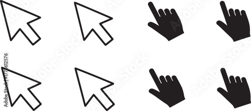 Collection of computer mouse cursors and hand pointer