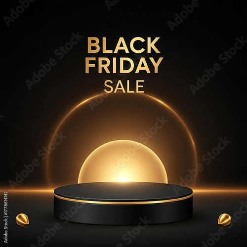 Elegant black friday sale promotion with golden accents