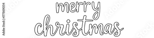 minimalist line art illustration of the phrase "merry christmas" on a white background