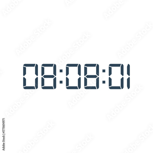 LED digital clock number for counter or calculator mockup design