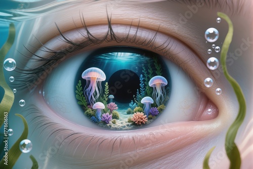 Eye with iris as an underwa...