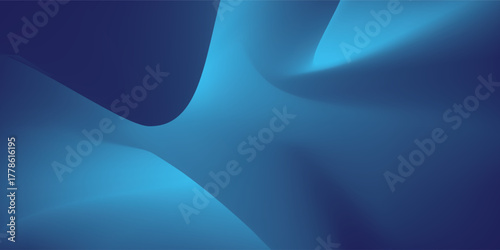 Abstract Blue Gradient Waves with Smooth Flowing Shapes and Dynamic Lighting.