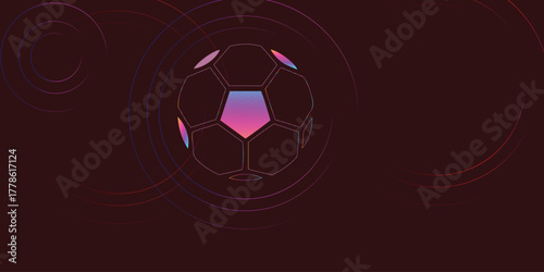 Abstract glowing Soccer ball neon light icon. Glowing sign with alphabet,