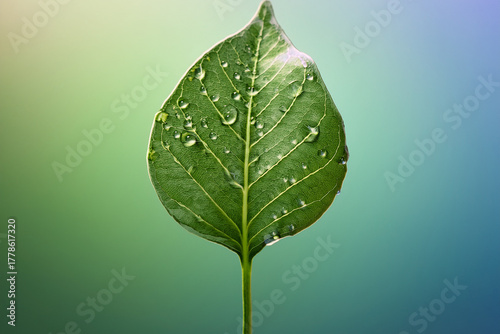 Beautiful Close-Up of a Leaf with Dew Drops Showcasing Natural Elegance and Promoting Eco-Friendly Lifestyle and Environmental Education Projects
