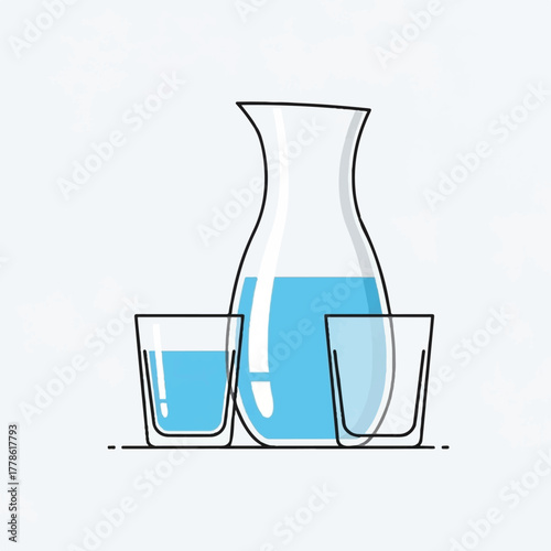 Refreshing Hydration A Glass and Pitcher of Pure Water, Clean and Simple