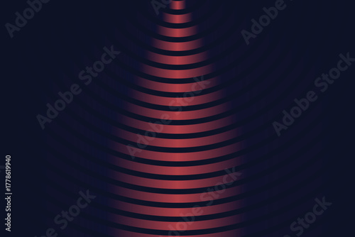 Red Conical Wave Lines. Abstract Symmetrical Gradient Pattern