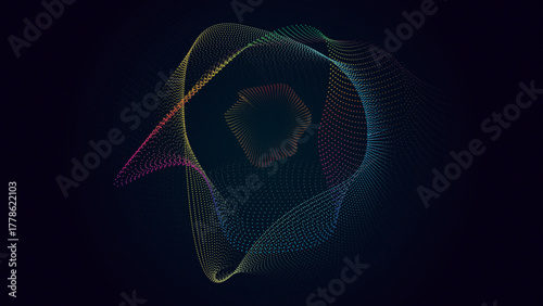 Abstract wave pattern lines and curves around a void.