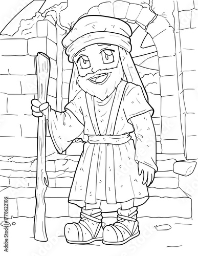 Smiling Abraham the Patriarch Coloring Page - Old Testament Biblical Figure