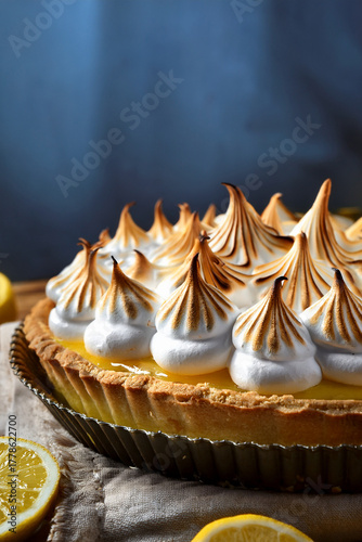Stunning Lemon Meringue Pie Featuring Fluffy Toasted Meringue and Bright Citrus Filling, Ideal for Culinary Education and Inspirational Food Photography Projects
