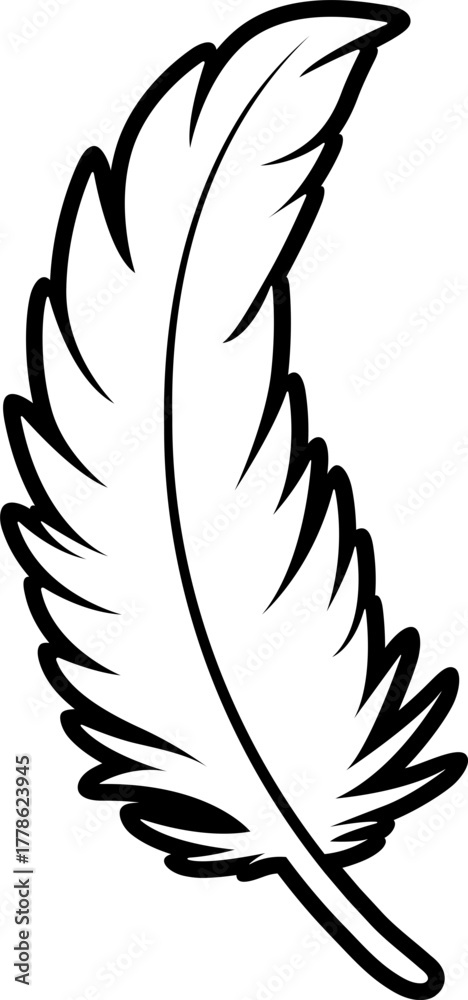 Obraz premium Feathers vector icon . Black bird feather silhouette collection. Plume symbol of lightness. Quill pen for writing, letter, poetry. Vintage retro writer logo design.Retro writer, literature, 