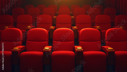 Cozy Red Movie Theater Seats Close-up
