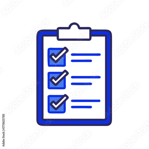 Checklist board, flat line vector of task planning and progress tracking symbol, perfect for office management illustration, productivity infographic or business organization design.