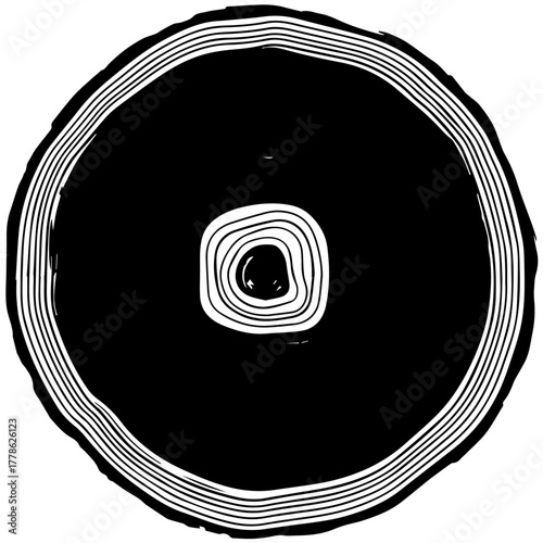 Abstract circular pattern with concentric rings and a square center