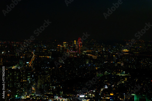 Wallpaper Mural City Skyline Illuminated at Night With Vibrant Lights and Buildings Torontodigital.ca