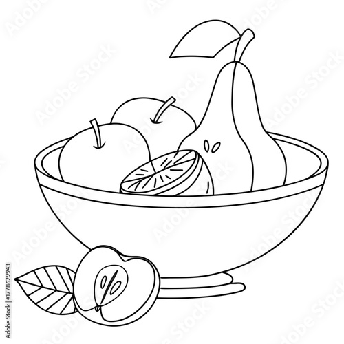 Bowl of fruit vector