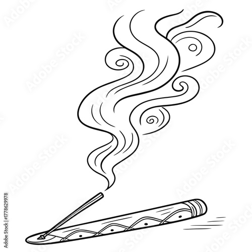 Burning incense stick with smoke