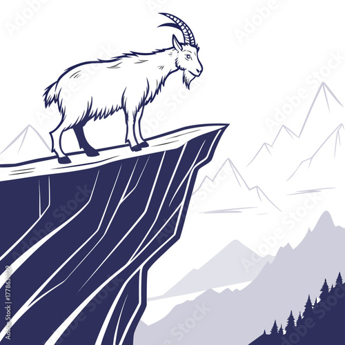 Goat standing on a cliff