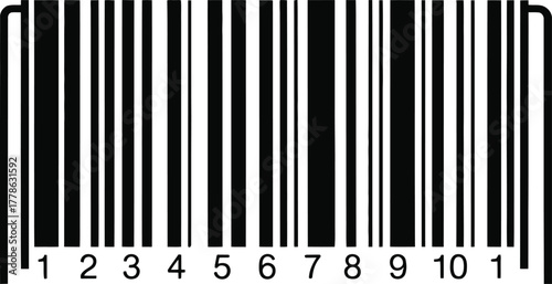 Black and White Barcode Icon Minimal Vector Illustration on White Background