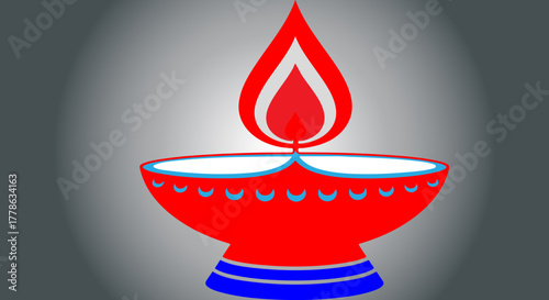 Festive diya lamp illustration for diwali celebration with bright colors and light