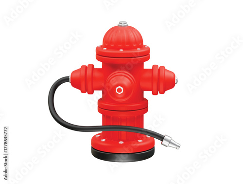 Red Fire Hydrant with Attached Hose icon 3d rendering illustration