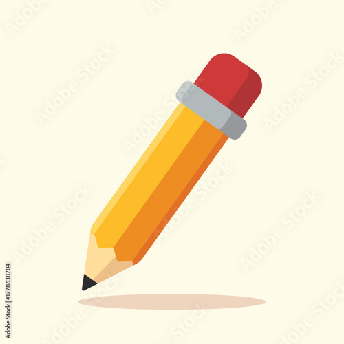 Classic yellow pencil with eraser ready for writing, creative projects, and educational designs, perfect for school materials, art, and learning resources