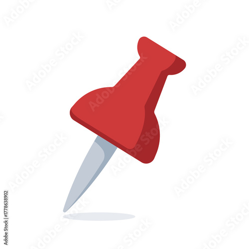 Bold red pin for marking important documents and creating visual impact in presentations, maps, or bulletin boards, ideal for office and school projects