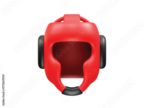 Red Boxing Headgear for Combat Sports Training and Protection icon 3d illustration