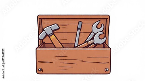 Antique brown leather suitcase open with a set of knives on a wooden board