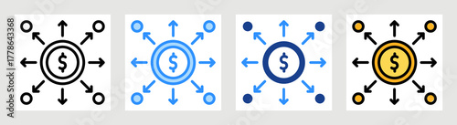 Money Distribution Icon Collection Set Multiple Style