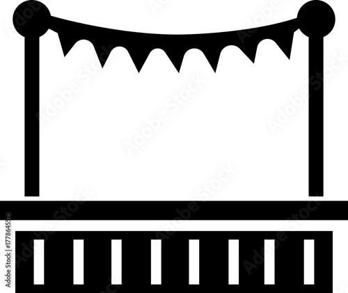Outdoor Music Festival Stage Icon Concert, Performance, Theater, and Event Platform Symbol Entertainment, Show, and Auditorium Vector in Black Color Flat Style