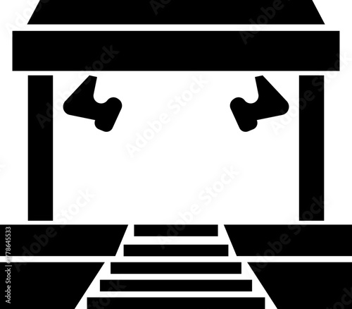 Outdoor Music Festival Stage Icon Concert, Performance, Theater, and Event Platform Symbol Entertainment, Show, and Auditorium Vector in Black Color Flat Style