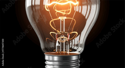 Bright incandescent light bulb glowing with warm, radiant energy against a dark background, symbolizing ideas and inspiration.