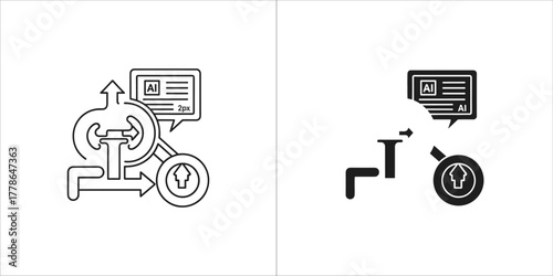 Ai content creation and distribution, vector icon
