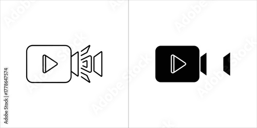 Video camera linear icon for film production