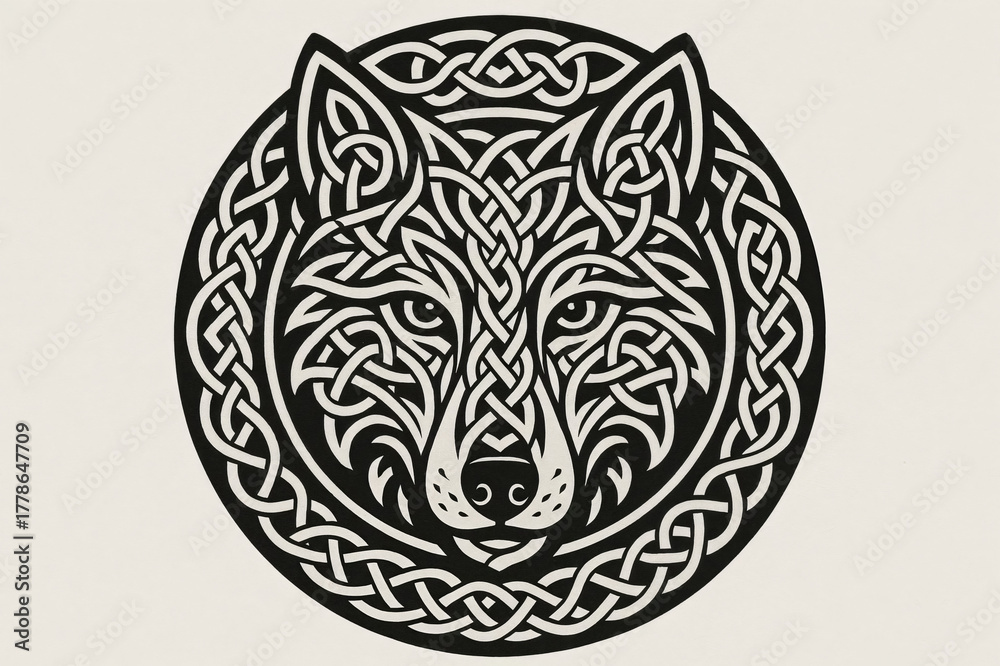 Obraz premium Celtic Wolf Mandala simple 