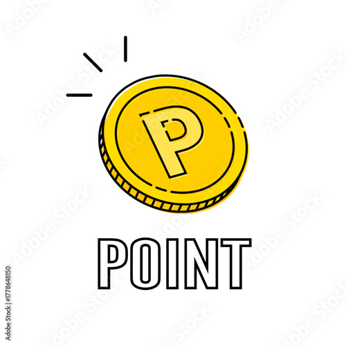 ポイントコインアイコン イラスト シンプル ベクター素材