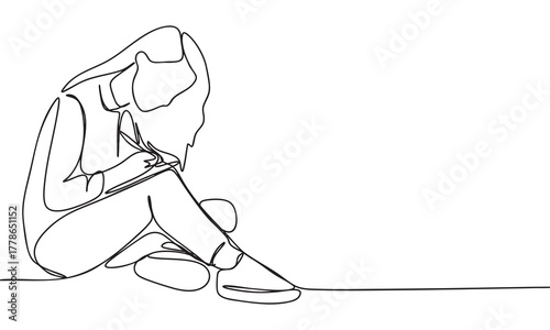 Continuous Line Art of a Person Writing or Sketching