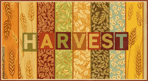 Warm autumn harvest celebration with rustic grains and colorful patterns